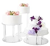 Jusalpha 3 Tier Large Acrylic Glass Round Wedding Cake Stand, Food Display Stand, Cupcake Stand, Dessert Display Platter WCS02 (Large (10'' 12'' 13.5''))