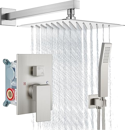 Miniatura 11 de Aolemi Juego de Grifo de Ducha Sistema de Ducha de Lluvia con Aspersor de Mano Juego de Ducha de Baño Válvula de Instalación y Kit de Molduras