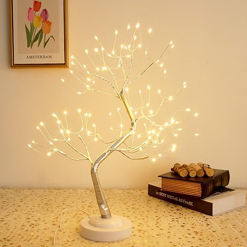 Miniatura 6 de 108 luces LED de árbol de hadas decorativas para interiores con 8 modos de iluminación y función de temporizador, luz de árbol bonsái con USB y
