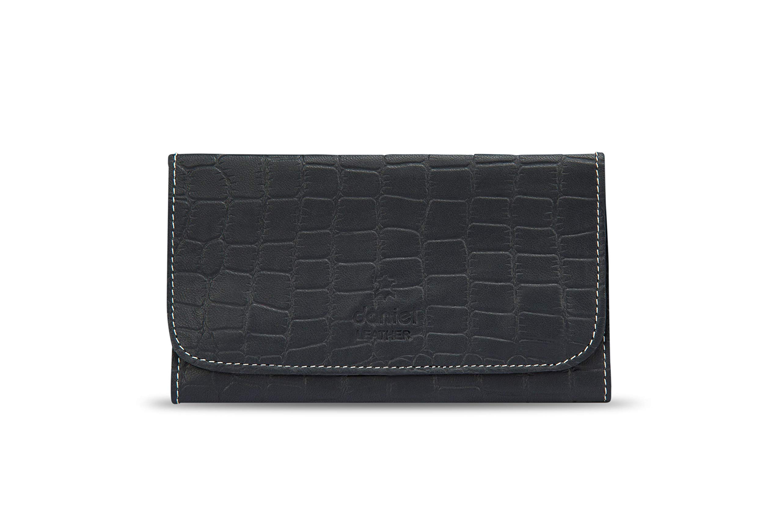 Daniel LeatherGenuine Croc Leather Premium Quality Tobacco Pouch (Blue)