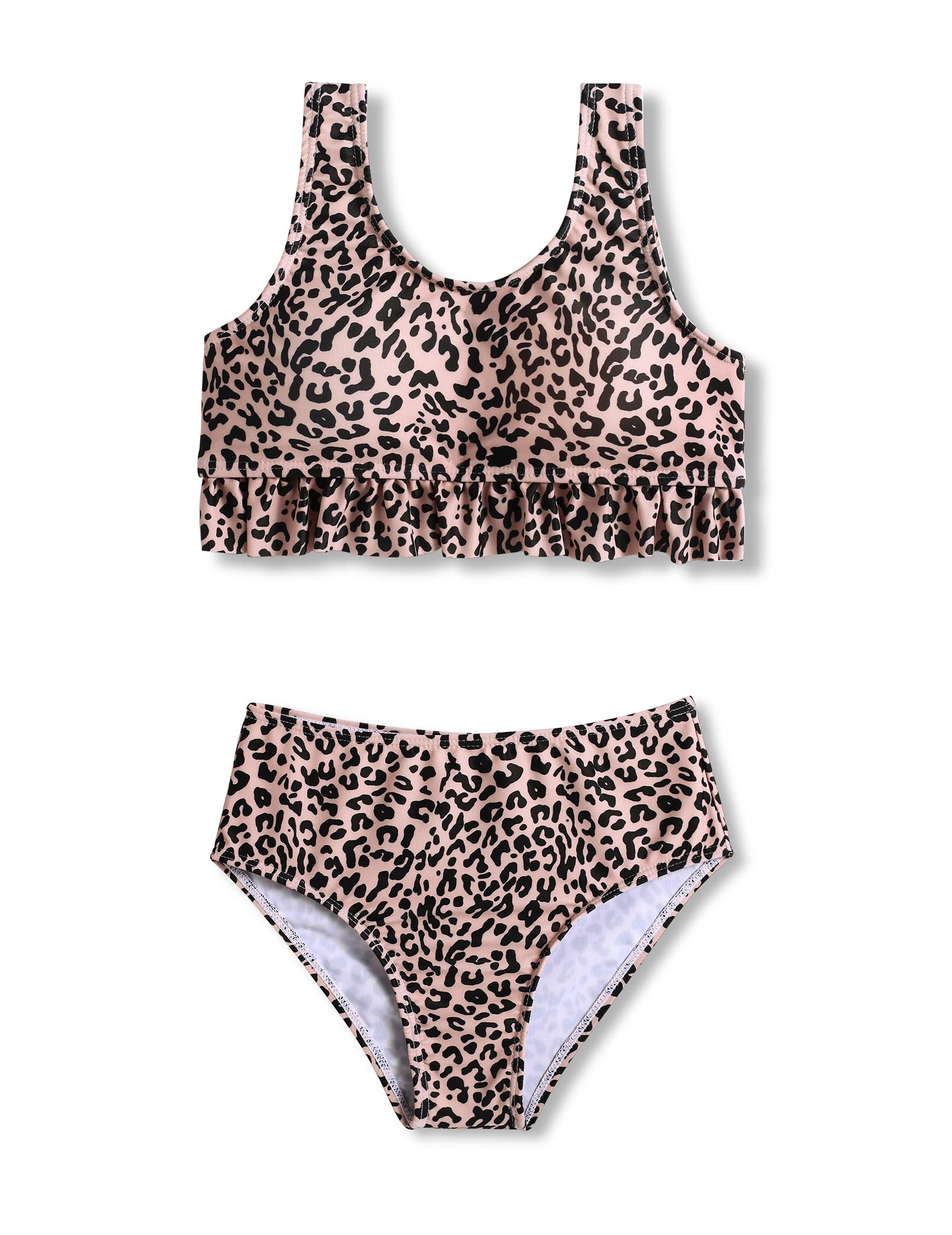 Arshiner Mädchen Bikini Set Rüschen Bustier Bikinislip Kinder Tankini Zweiteiliges Badeanzüge Sommer Blumendruck Strand Surf Bademode 5-14 Jahre
