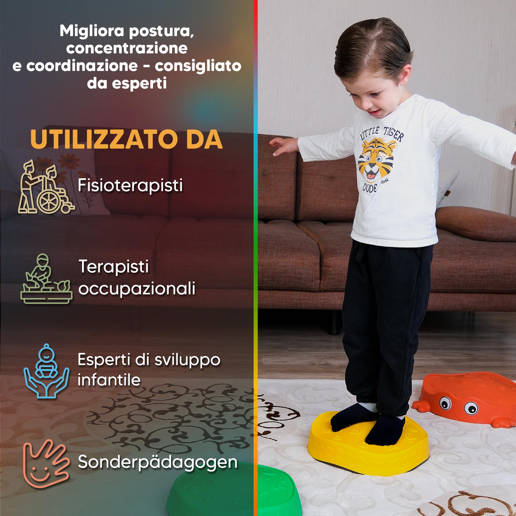 Pietre di equilibrio per bambini – Antiscivolo & stabili – Gioco Montessori per sviluppare equilibrio, motricità & coordinazione – Gioco sensoriale ed educativo per interno & esterno