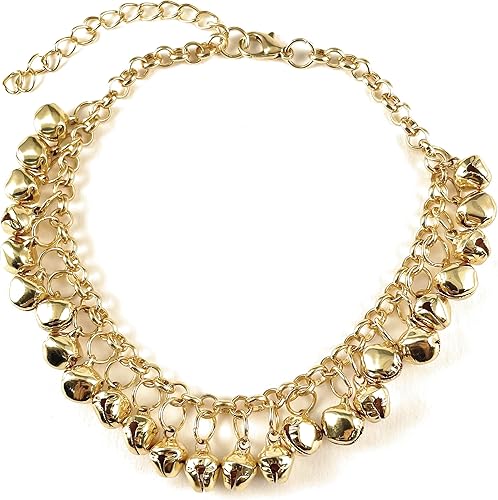 Artist Unknown Tobillera ajustable de cascabel dorado pulsera de tobillo bailarina del vientre 8-10 pulgadas de largo campana dorada tobillera Very