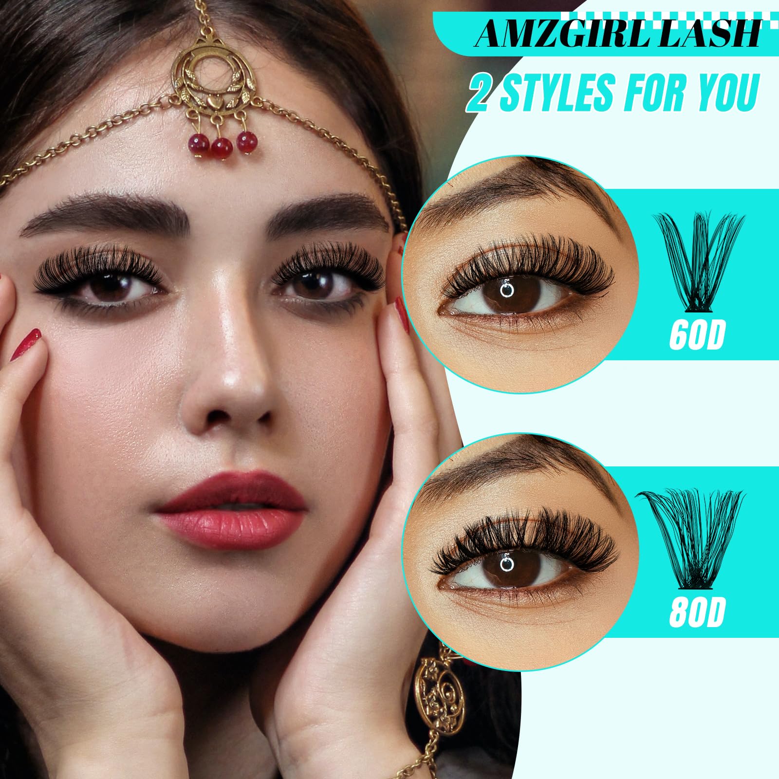 Finte Ciglia Naturaliciglio Ciuffetti Individuali 280Pcs Morbide, D Curl Lash Clusters, Fai Da Te Estensioni a Grappolo (6080D, 8-16mm)