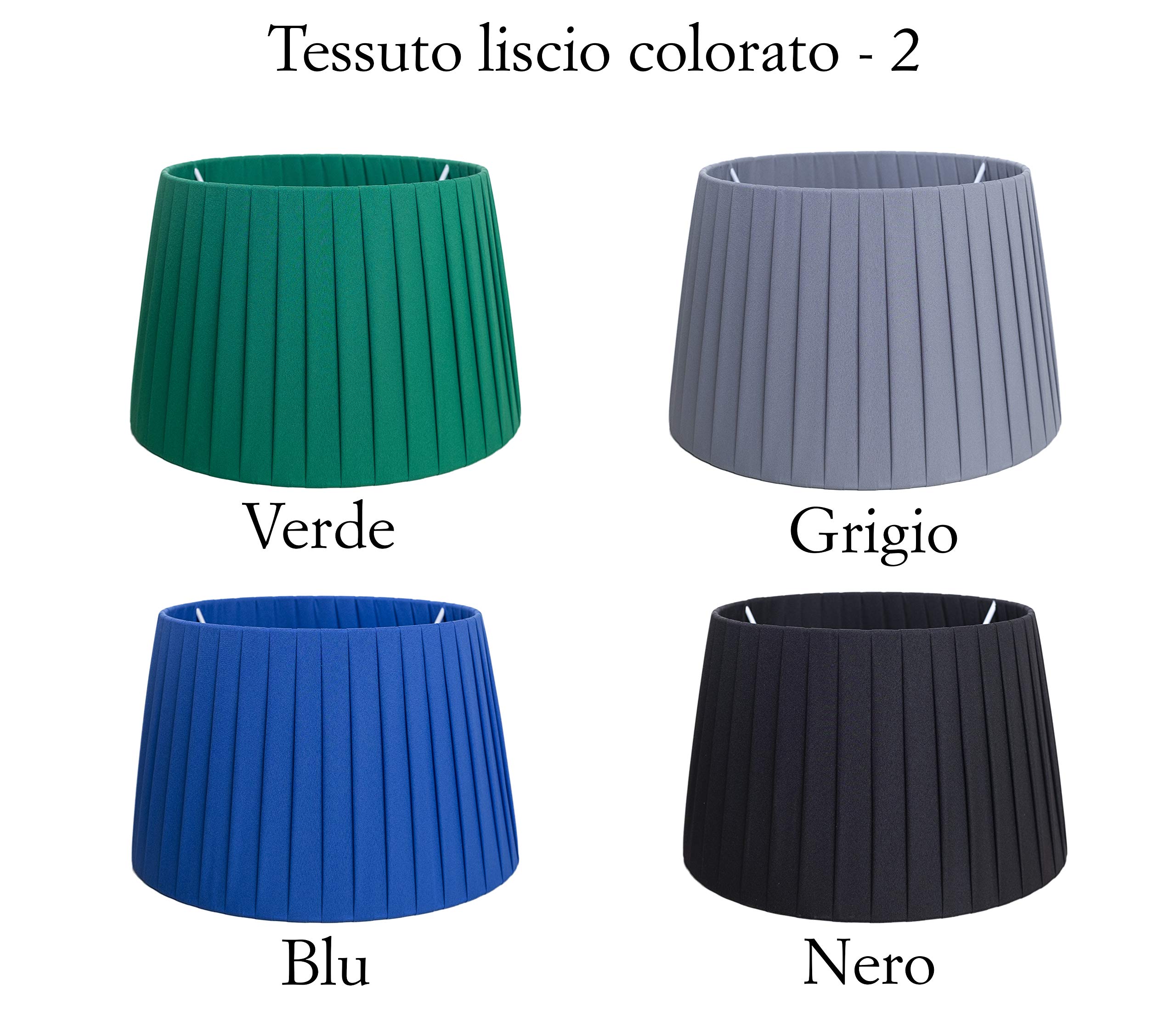 Paralume per lampada e lampadario in Tessuto di seta di qualità interamente Fatto a Mano: 12 colorazioni forma Tronco cono (Grigio, 25 cm (attacco E27))