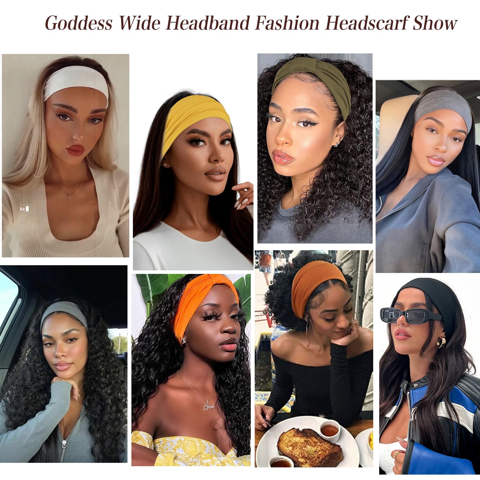 Women\'s Stretch 6 Pack Wide Headband Turban Athletic Hairband Accessories TRIANI, Headbands, 6 pcs, Multicolor, Elastic Cotton Turban  main image 4