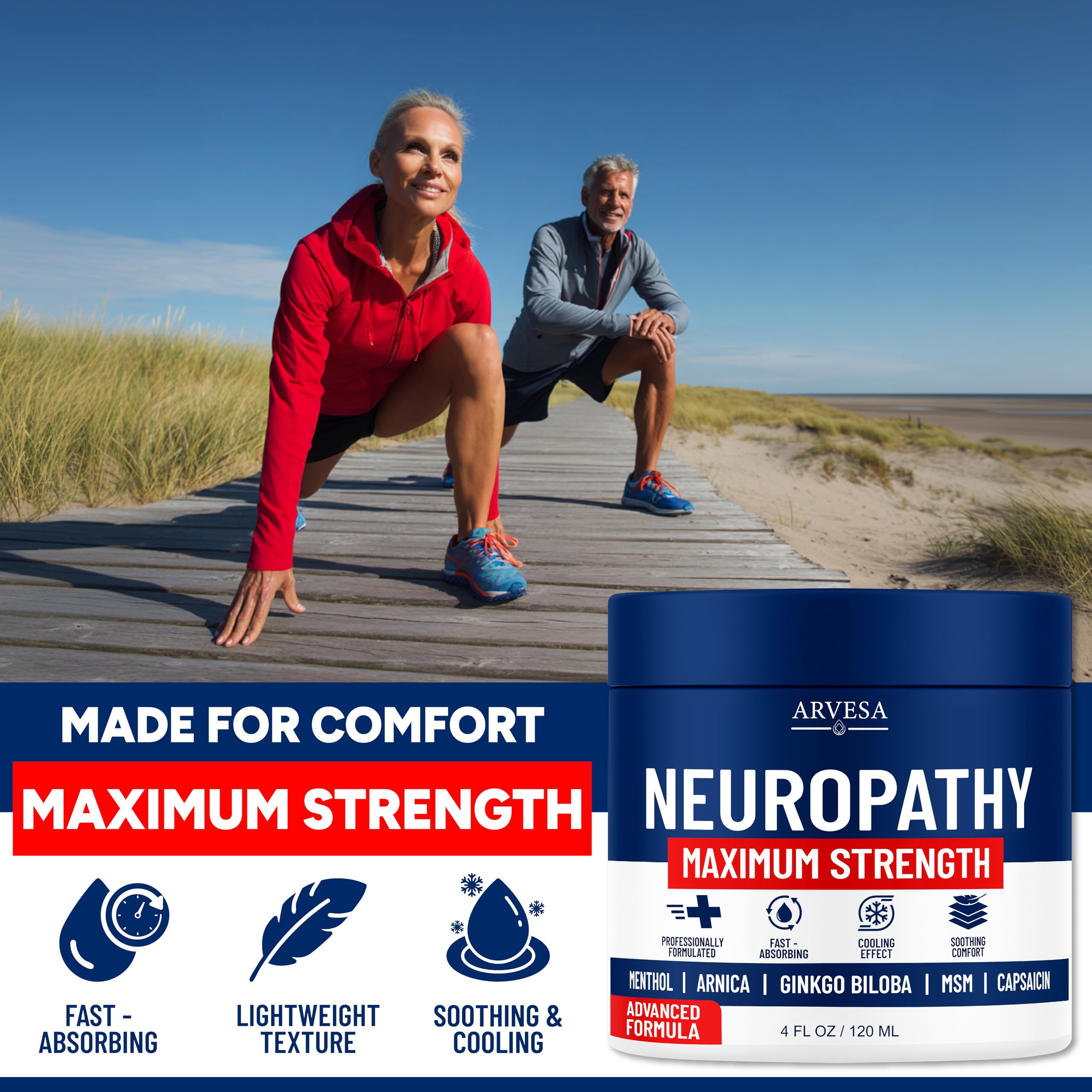 Neuropathy Cream Maximum Strength - Arnica, MSM, Hemp Seed Oil - Non-Greasy — Amazon image 4