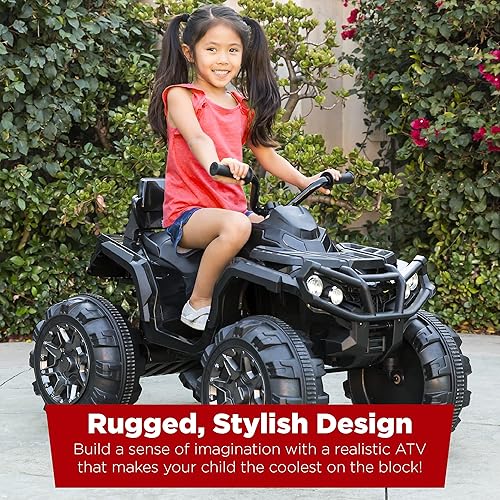 Miniatura 8 de Best Choice Products ATV eléctrico de 12 V para niños, juguete de 4 ruedas con audio Bluetooth, velocidad máxima de 3.7 mph, neumáticos con pisadas,