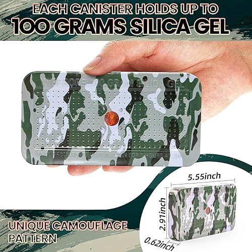 Miniatura 3 de Wisesorb Deshumidificador seguro para pistola de 3.53 onzas, paquete de 20 paquetes de gel de sílice reutilizables con patrón de camuflaje,