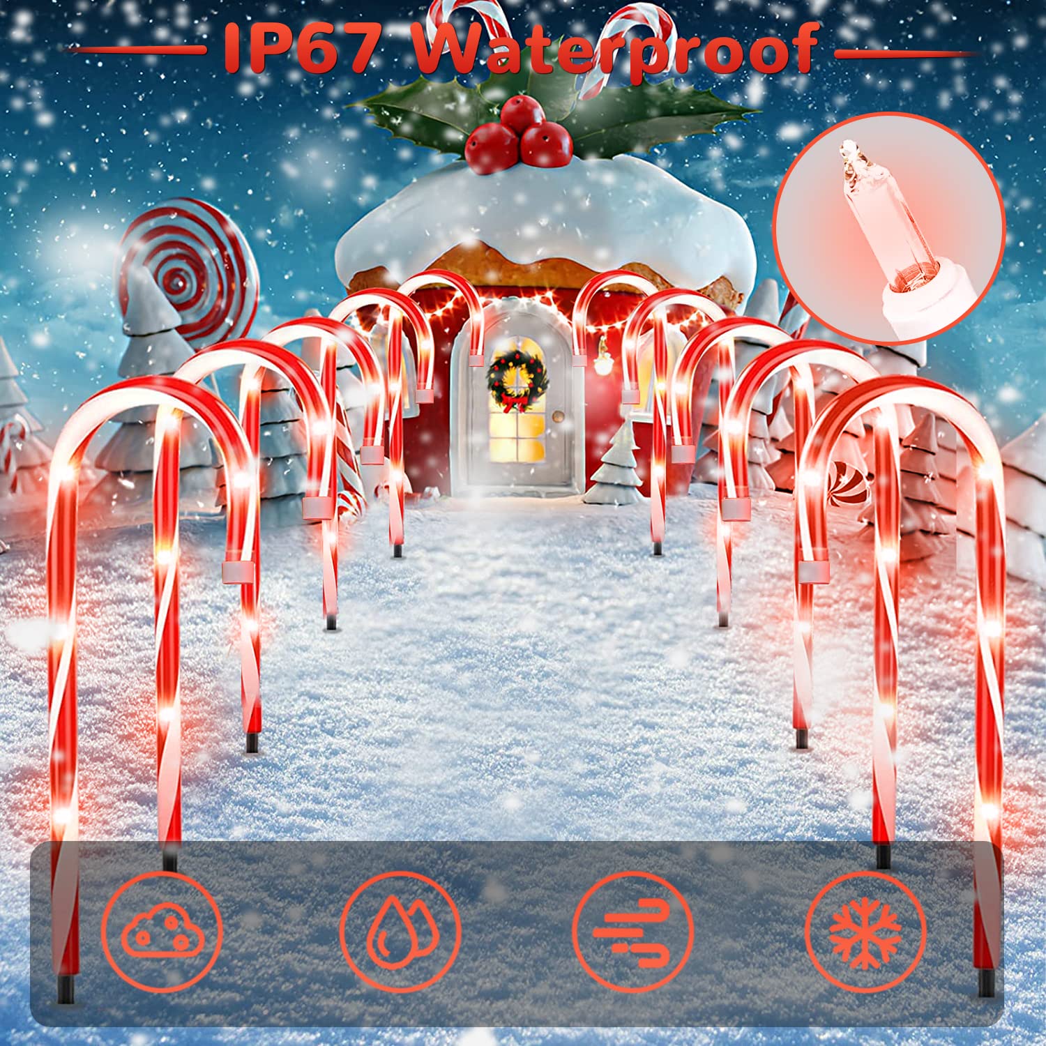 Amazon.co.jp: クリスマスキャンディケーンパスウェイメーカーライト