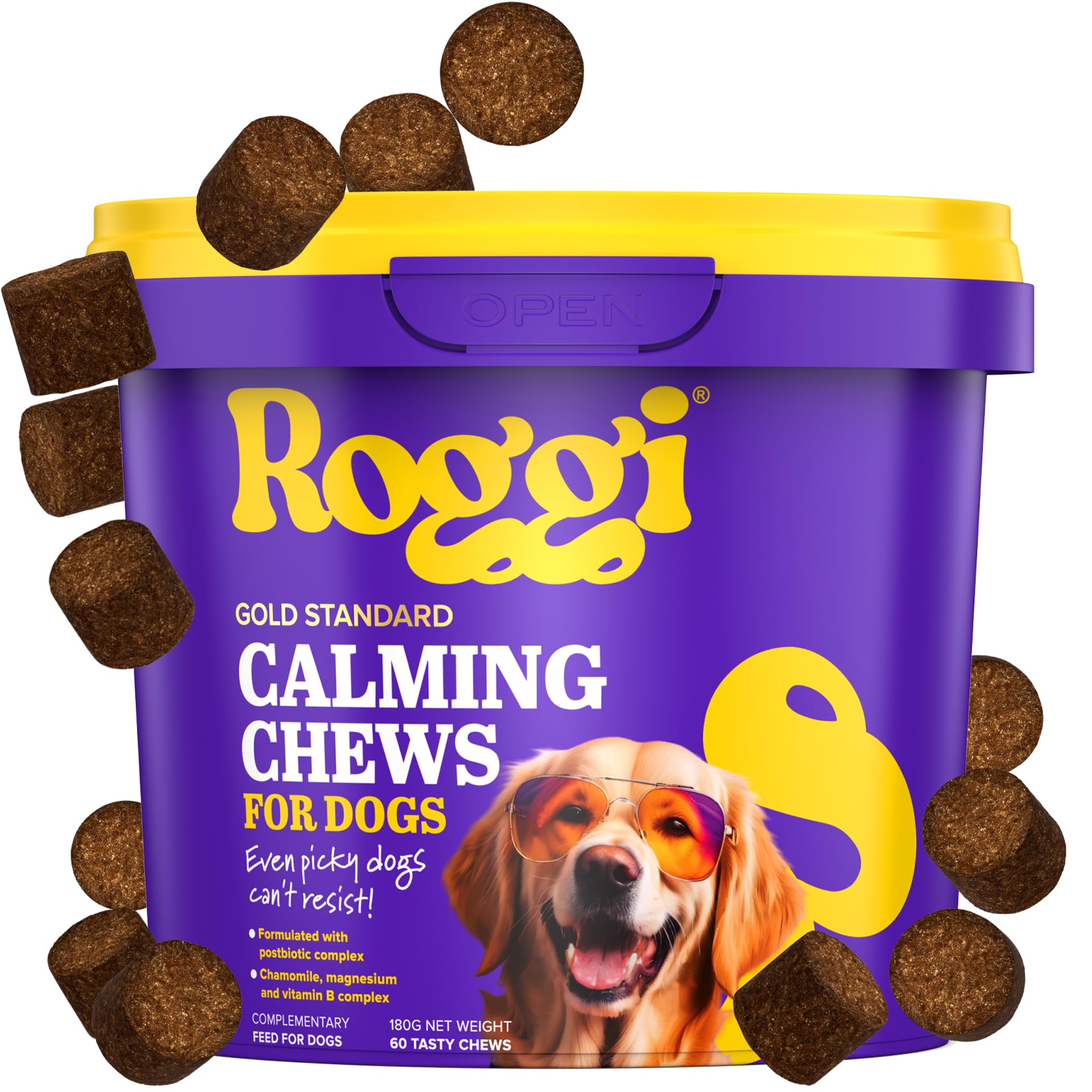 ROGGI Calming Chews for Dogs Calming Dog Treats, Dog Calming Chews That Work, Stress and Anxiety Calming treats