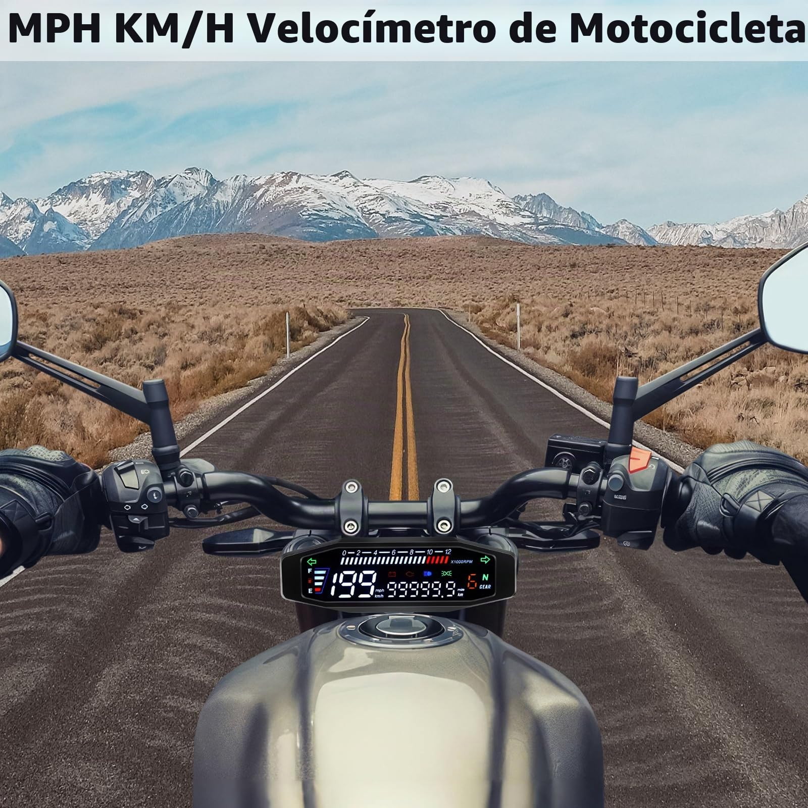 KAOLALI Velocímetro Universal Mejorado para Motocicleta, Tacómetro Digital Impermeable de 12000 RPM para Medidor de Aceite de Motocicleta, Cuentakilómetros Dual, Velocímetro
