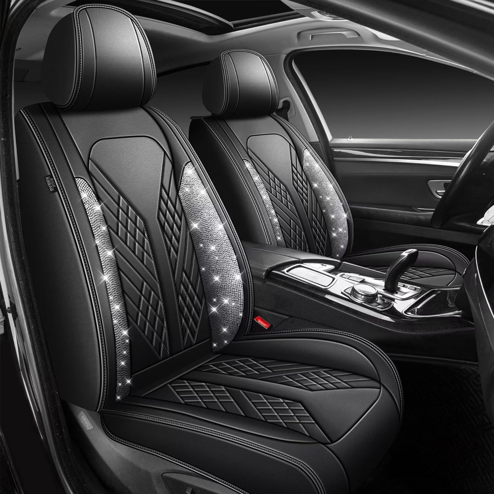 Bling Diamond Car Seat Covers (Full Set, Black & Diamond)