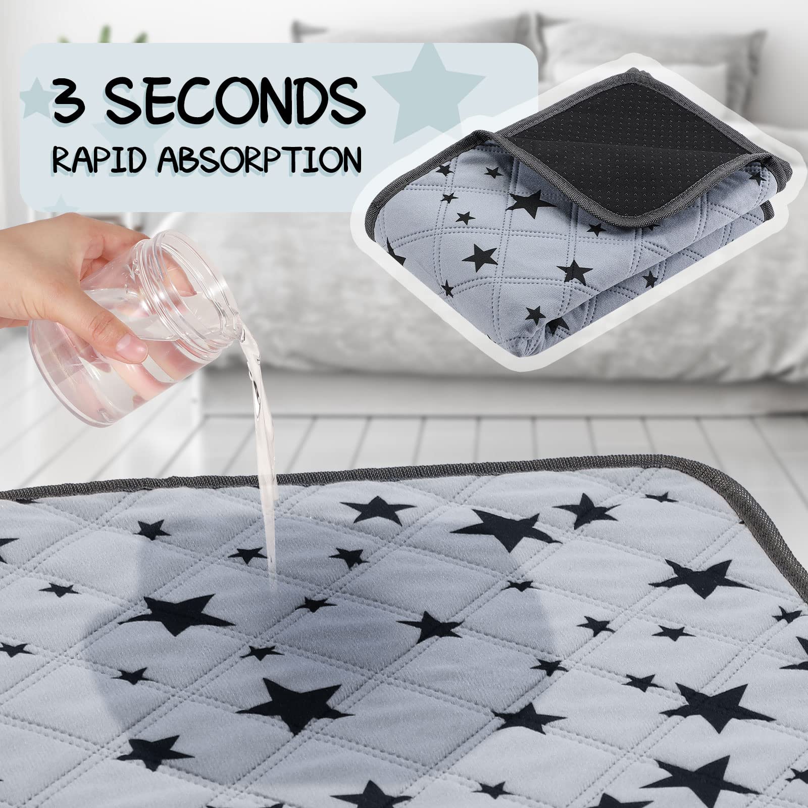 4 Pcs Doublures de Cage de Cochon d'Inde en Polaire Tapis Pipi de Cochon d'Inde Absorbants Antidérapants Coussinets d'Urine Lavables Réutilisables avec Motifs Étoiles (60 x 120 cm)