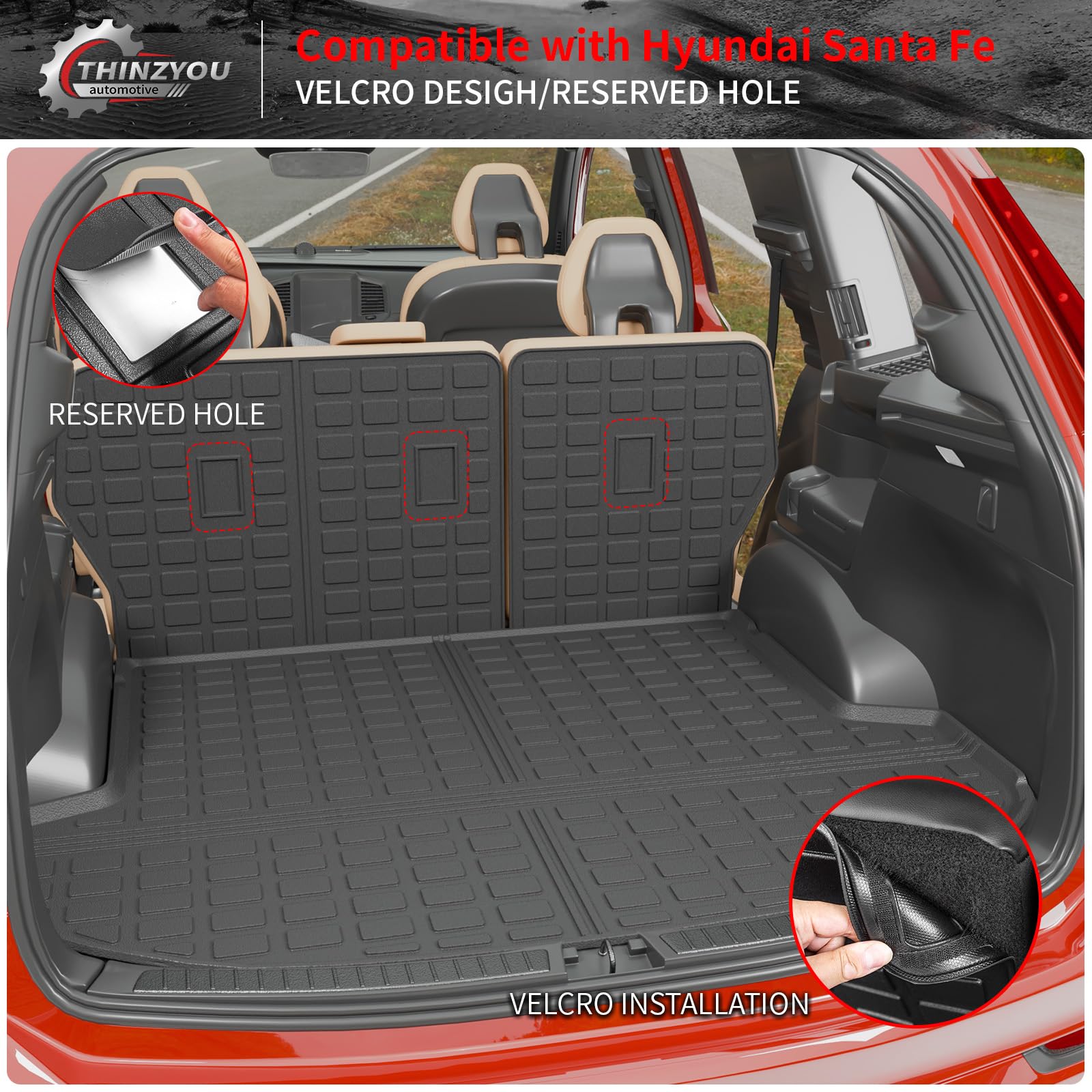 Thinzyou - Tapete De Carga Compatible Con Hyundai Palisade 2020-2025 Para Maletero De Hyundai Palisade - Forro De Maletero TPE Para Todo Tipo De Clima, Protector De Asiento Trasero Palisade 2024