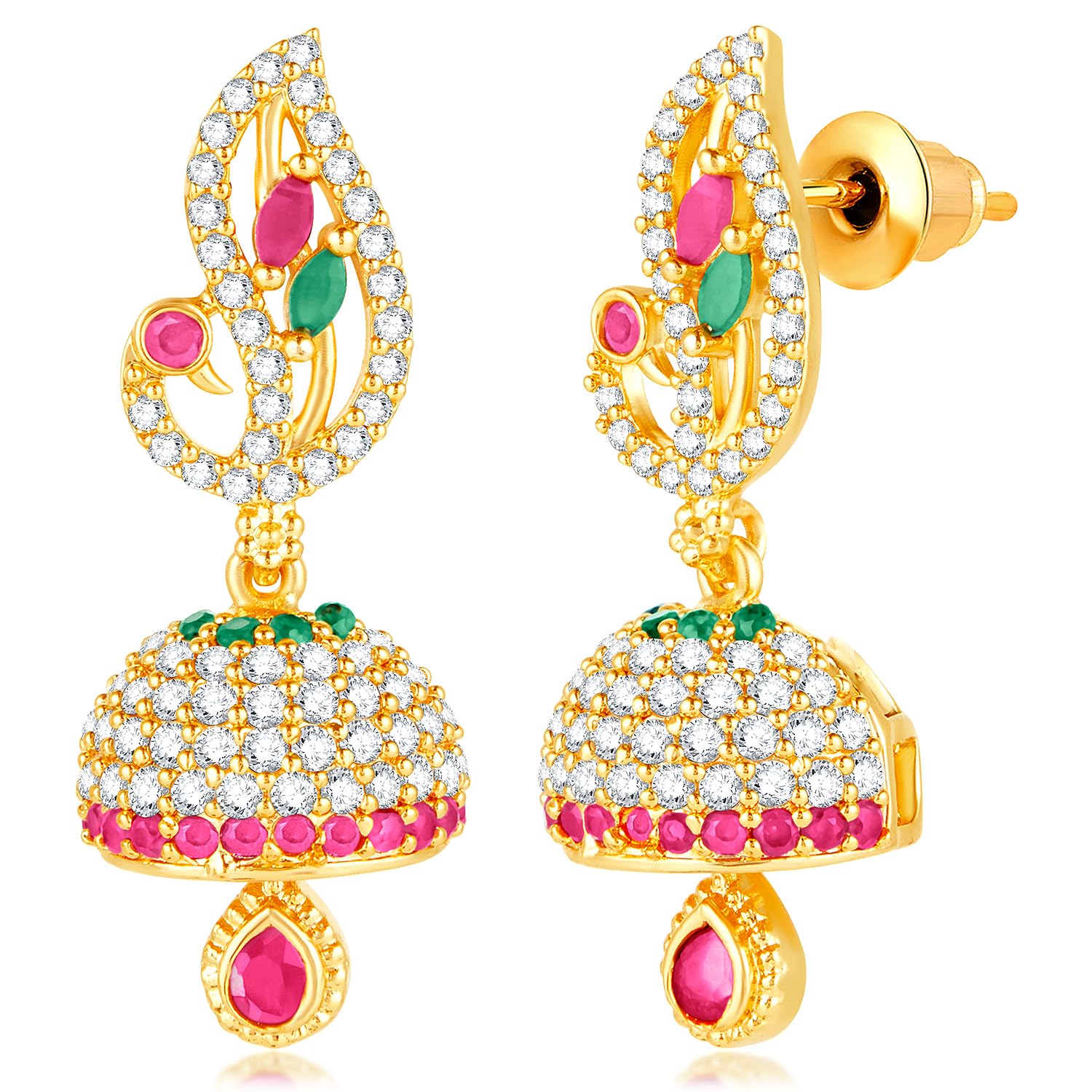 peora Cubic Zirconia Studded Ethnic Jhumki Earrings Fashion Jewellery Gift for Women & Girls-picture-44