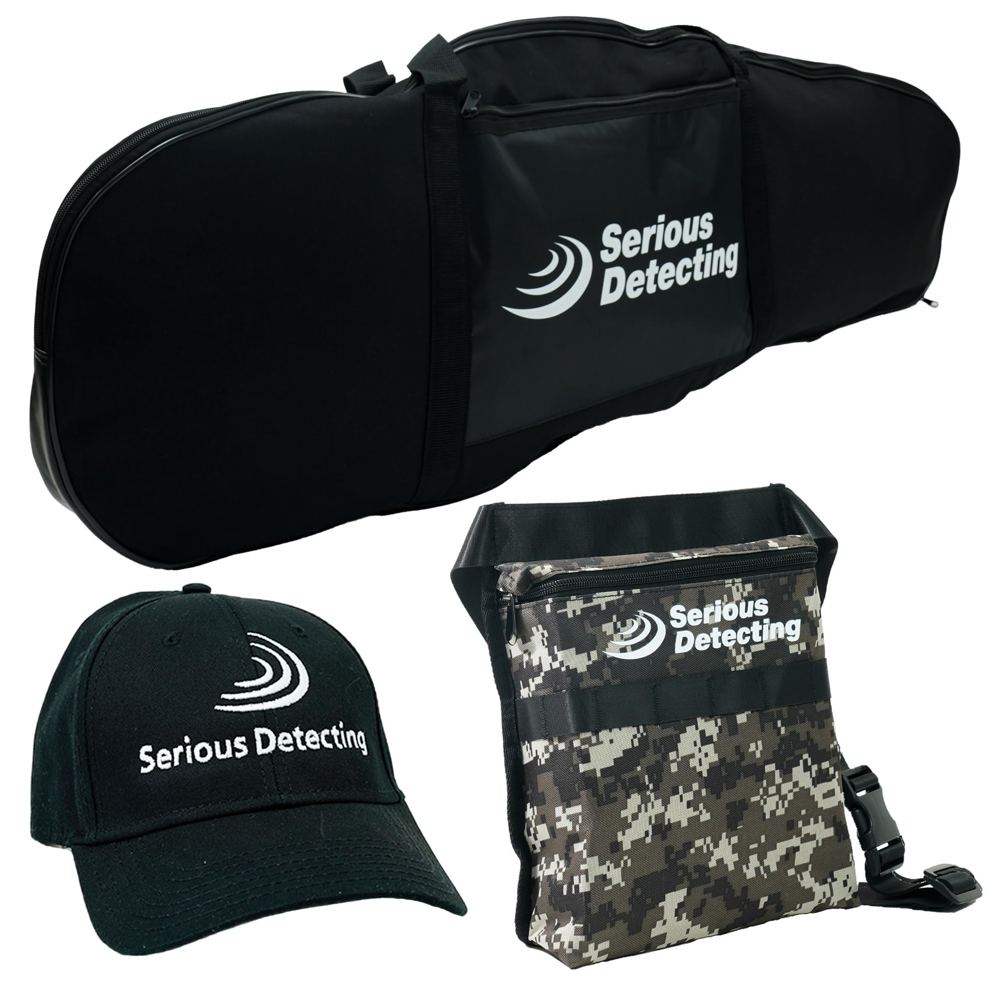 Serious Detecting All-Purpose Padded Carry Bag for Metal Detector, Finds Pouch, and Cap