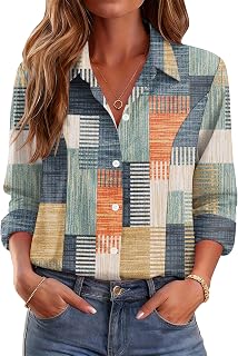 Rapbin Button Down Shirts for Women Long Sleeve Wrinkle Free Dress Shirts Casual Collared Blouses Business Work Tops