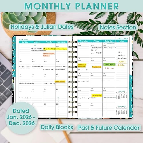 Miniatura 51 de Ymumuda Agenda 2026, agenda diaria semanal y mensual, enero de 2026 a diciembre de 2026, 8.4 x 6.3 pulgadas, calendario 2026 con pestañas, cuaderno