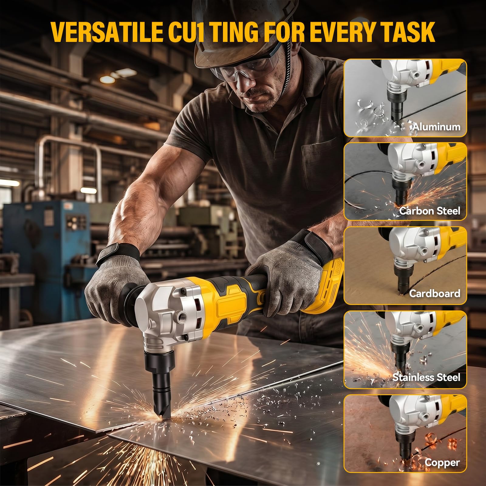 Blechknabber, Akkubetriebener Metallknabber Kompatibel mit Dewalt 18V Akku, Akku Knabber, Blechnibbler Aufsatz, 1900SPM, 950W, 3 Stufige Bürstenlose Elektro-Metallschere Blechknabber