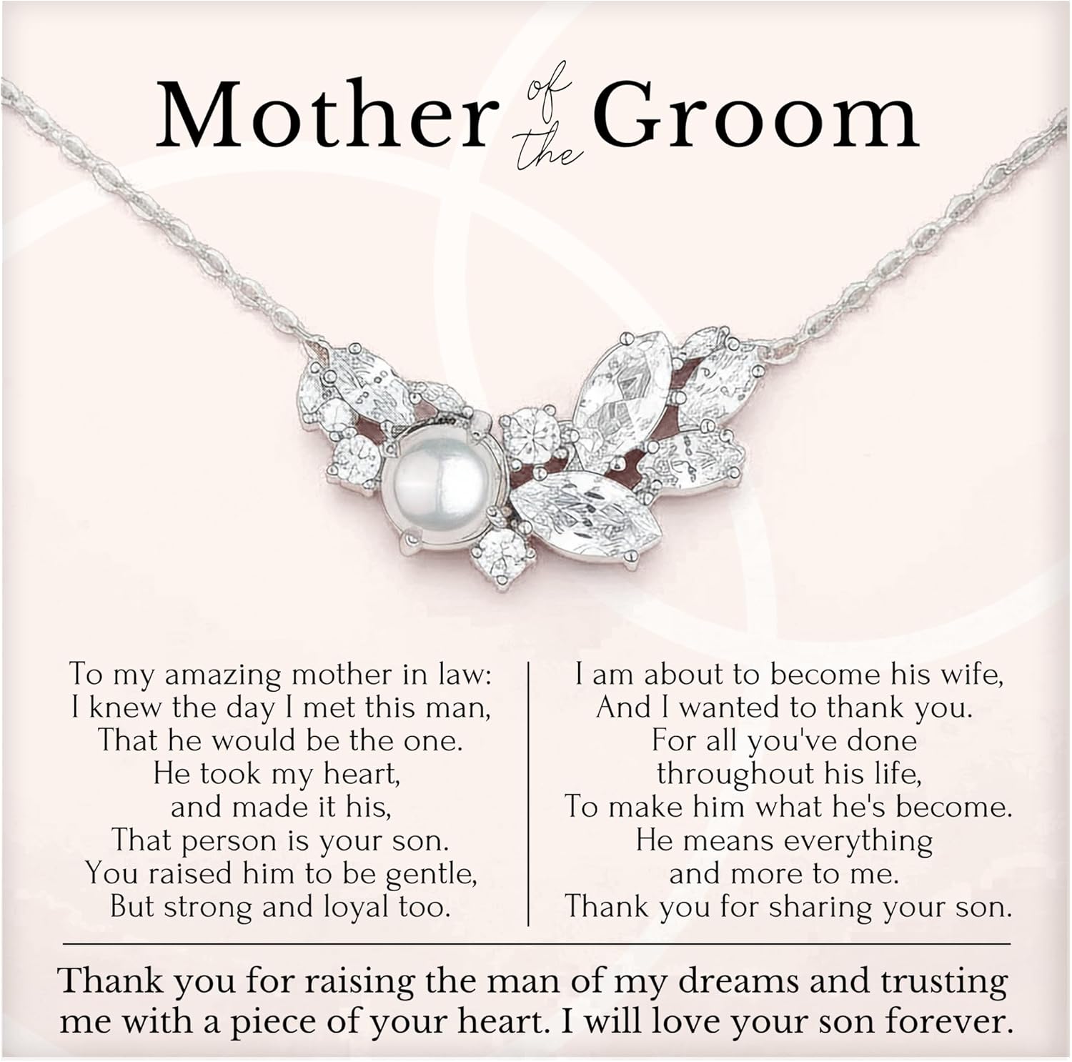 HOPE LOVE SHINE - Mother of the Groom Gift from Bride - Wedding, Mother in Law Necklace, Jewelry 16+2"