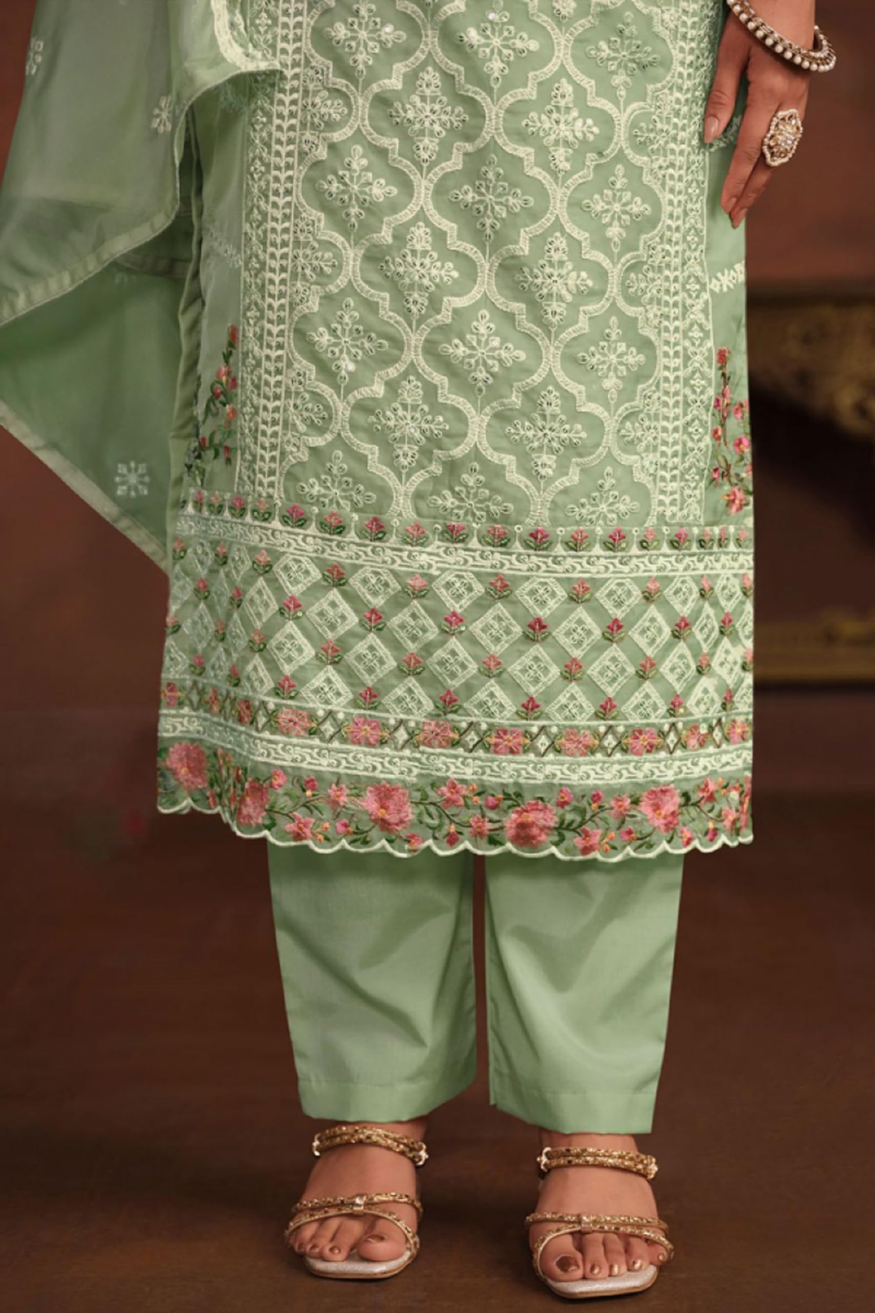Abbigliamento evento Pakistano Pantaloni Pantaloni Abiti Indiano Designer Cucito Salwar Kameez Vestito