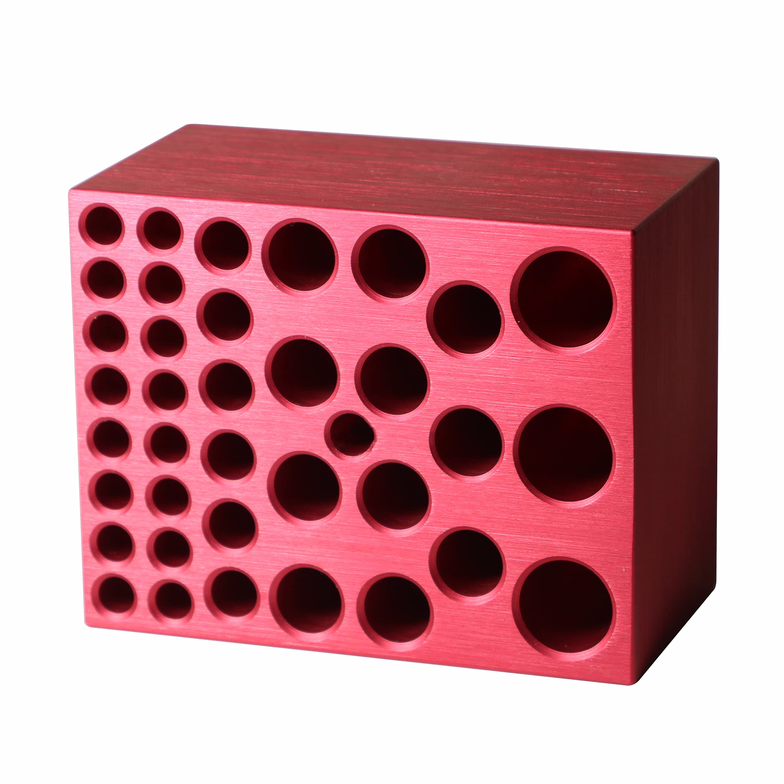 Bloque de calefacción de baño seco de aluminio – 2.9 x 3.7 pulgadas – Se adapta a los principales calentadores de baño seco – Capacidad para viales de 0.2 ml, 0.6 ml, 1.5 ml, 2.0 ml y 1 dram
