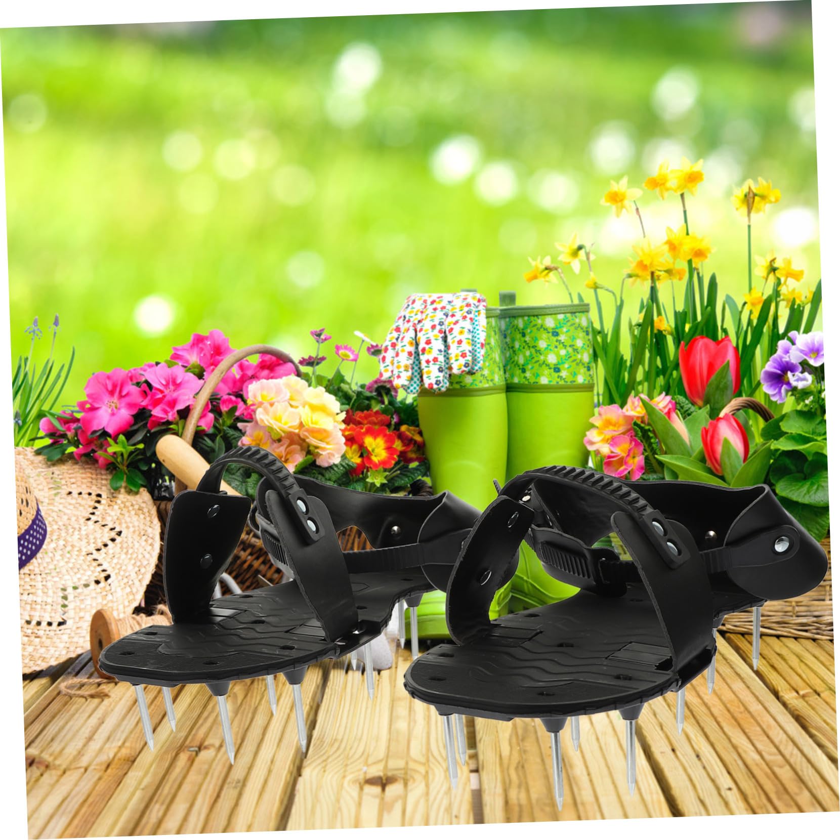 PartyKindom Chaussures 1 Paire Réglables en PU D'aération Noir, de Pelouse