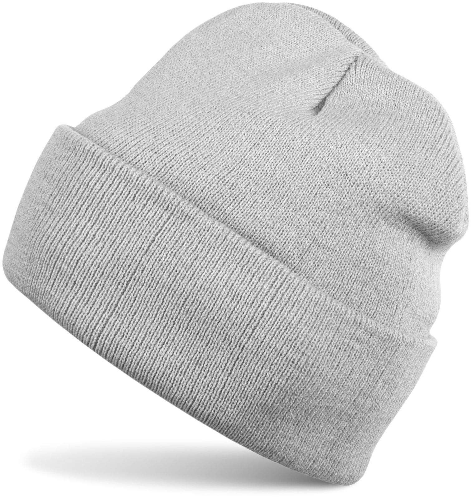 styleBREAKER Kids Knit Beanie with Wide Brim, Double-Layer Hat for Ages 2-5 04024030, Colour:Light-Grey