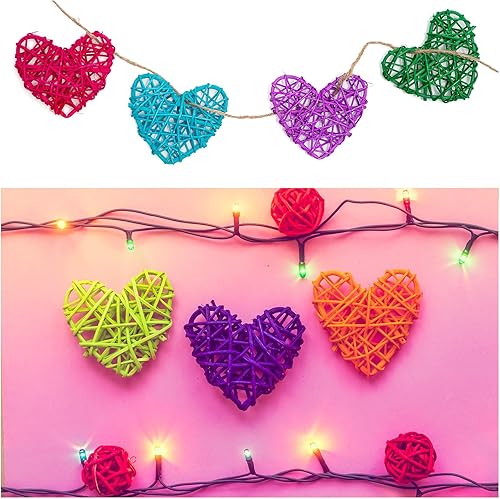 Miniatura 4 de MECCANIXITY 8 piezas de jarrón de ratán en forma de corazón de ratán natural para decoración del día de San Valentín, decoración del hogar, boda,