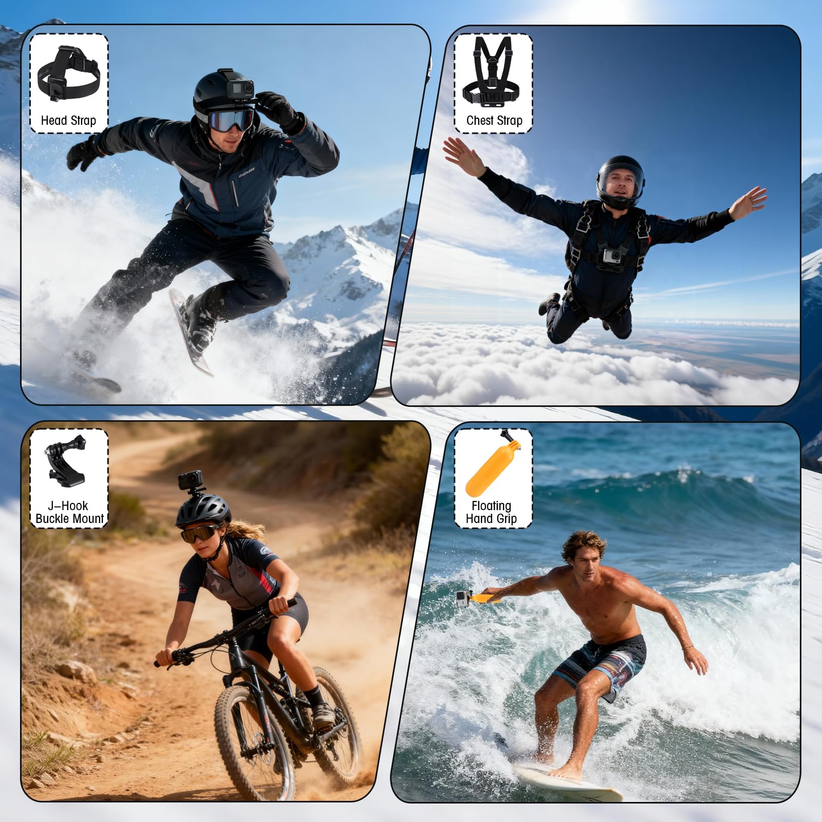 40-in-1 Action Kamera Zubehör Set, Kompatibel mit GoPro Hero 12/11/10/9/8/7, Max/Fusion, DJI Osmo Action, Insta360, AKASO, APEMAN, SJCAM, COOAU, Apexcam, Campark Mehr
