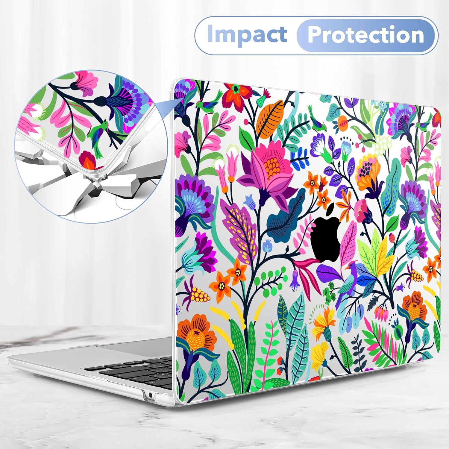 May Chen for MacBook Air 13.6 Inch Case 2025 2024 2023 2022 Release Models: A3240 M4 A3113 M3 A2681 M2, Plastic Hard Shell Case for MacBook Air 13.6" with Retina Display, Bright Colorful Flowers - Image 7