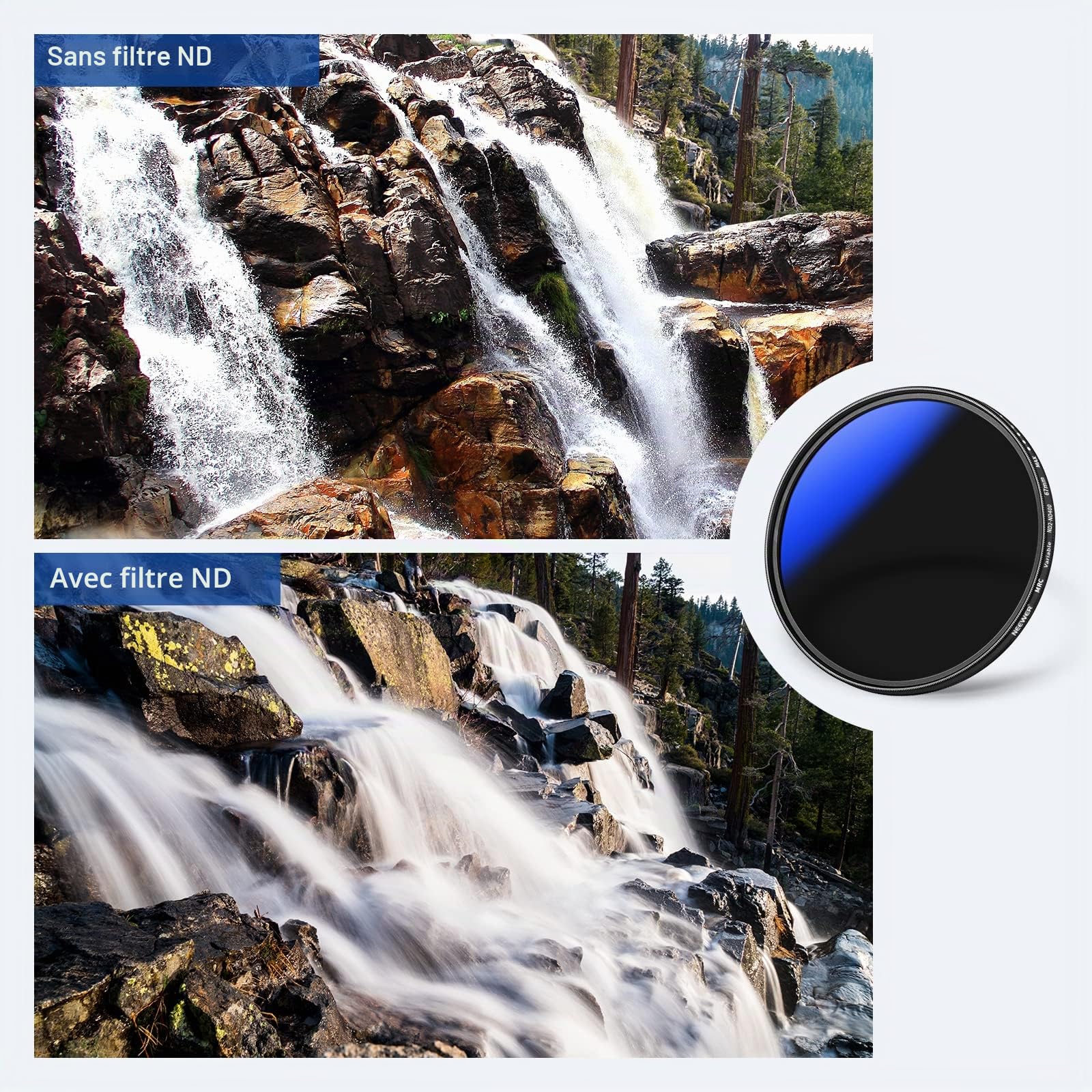NEEWER Filtre ND Variable 67mm ND2-ND400 (1-9 Arrêts), Filtre à Densité Neutre, Revêtements Multiples, Résistant à l'eau et aux Rayures