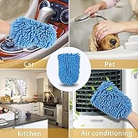Vista 6 de Large Size Navy Blue Car Wash Mitt, Premium Chenille Microfiber Lint Wash Glove, Scratch-Free Chenille Car Cleaning Mitt