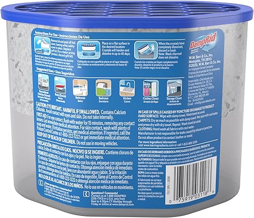 Miniatura 6 de DampRid Paquete de 4 gotas sin fragancia 158 onzas recambio de pestañas absorbente de humedad de numerosos entornos y elimina olores desagradables y