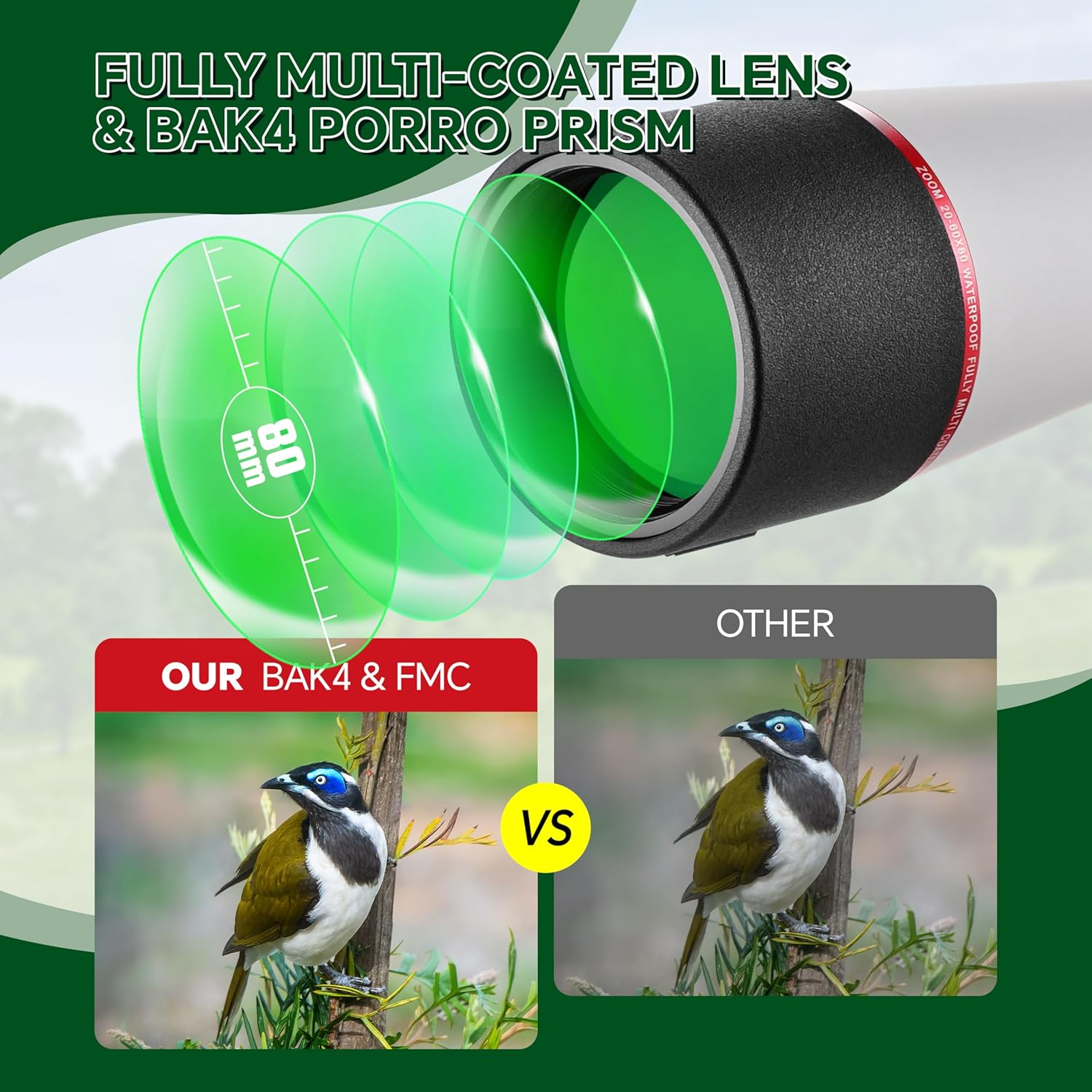 Fully Multi-Coated Lens and BAK4 Porro Prism