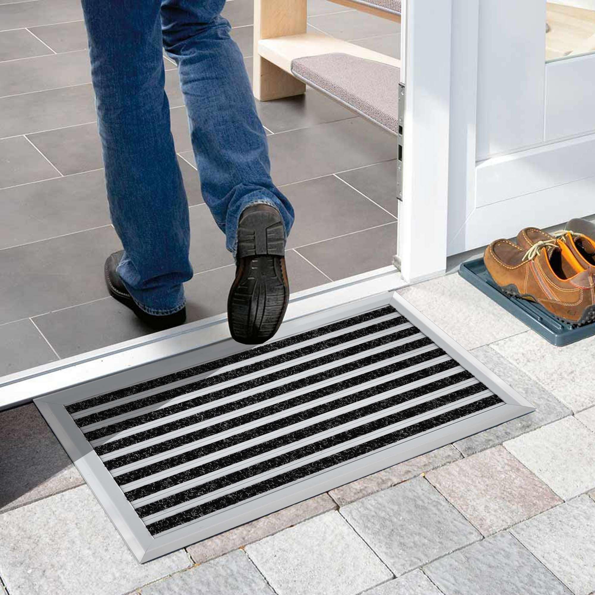 Nicoman Aluminium Barrier Dirt-Trapper Metal Scrape Doormat, Carpet