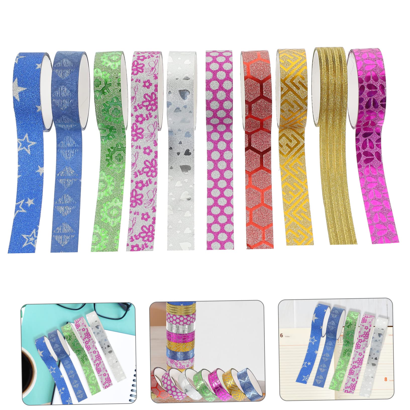 Nastro Decorativo Glitter in Carta per Planner e Scrapbook 100 Pezzi
