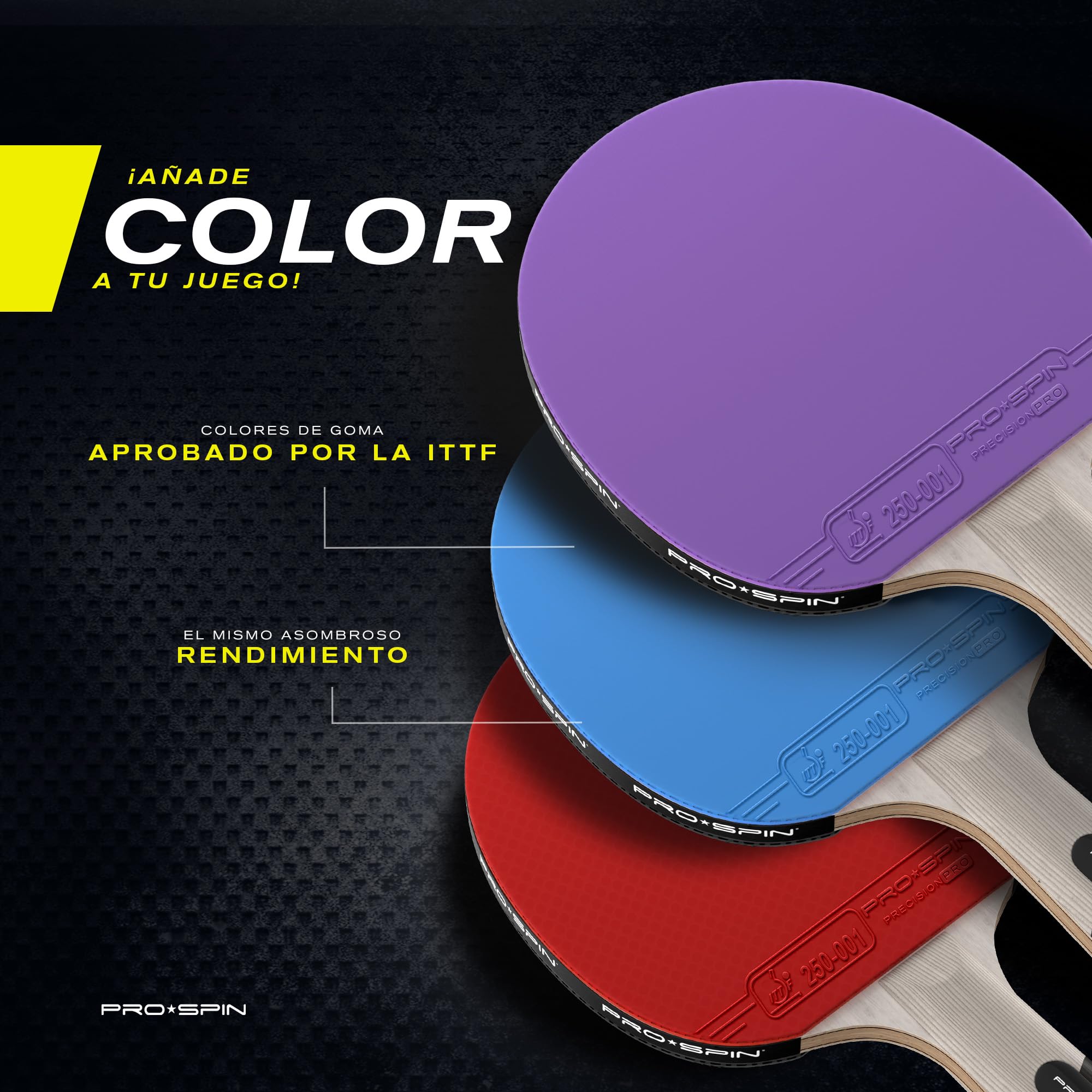 PRO-SPIN Palas de Ping Pong Homologada ITTF Fibra de Carbono Madera 7-Ply Goma Ofensiva Esponja 2 mm