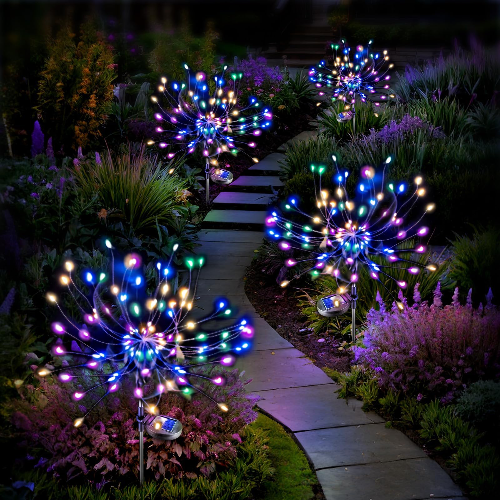 Anordsem Solar Gartenleuchten für Außen Wetterfest:Weihnachtsbeleuchtung Wasserdicht Pusteblume Gartenstecker für Garten Weihnachten Deko,LED Lichterkette Outdoor Beleuchtung