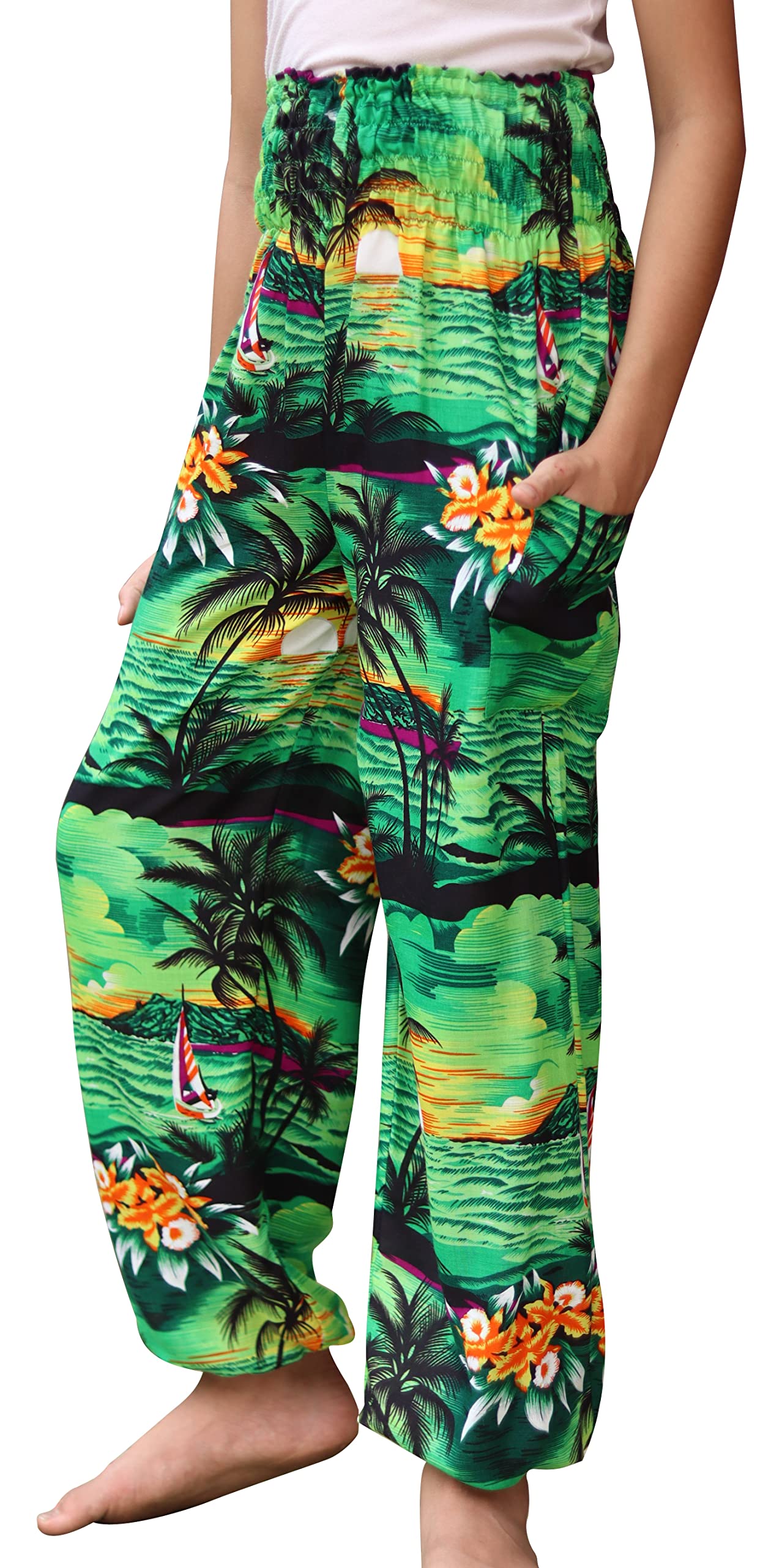 Full Funk Rayon Smock Waist Child Lounging Comfortable Elephant Aladdin Pants