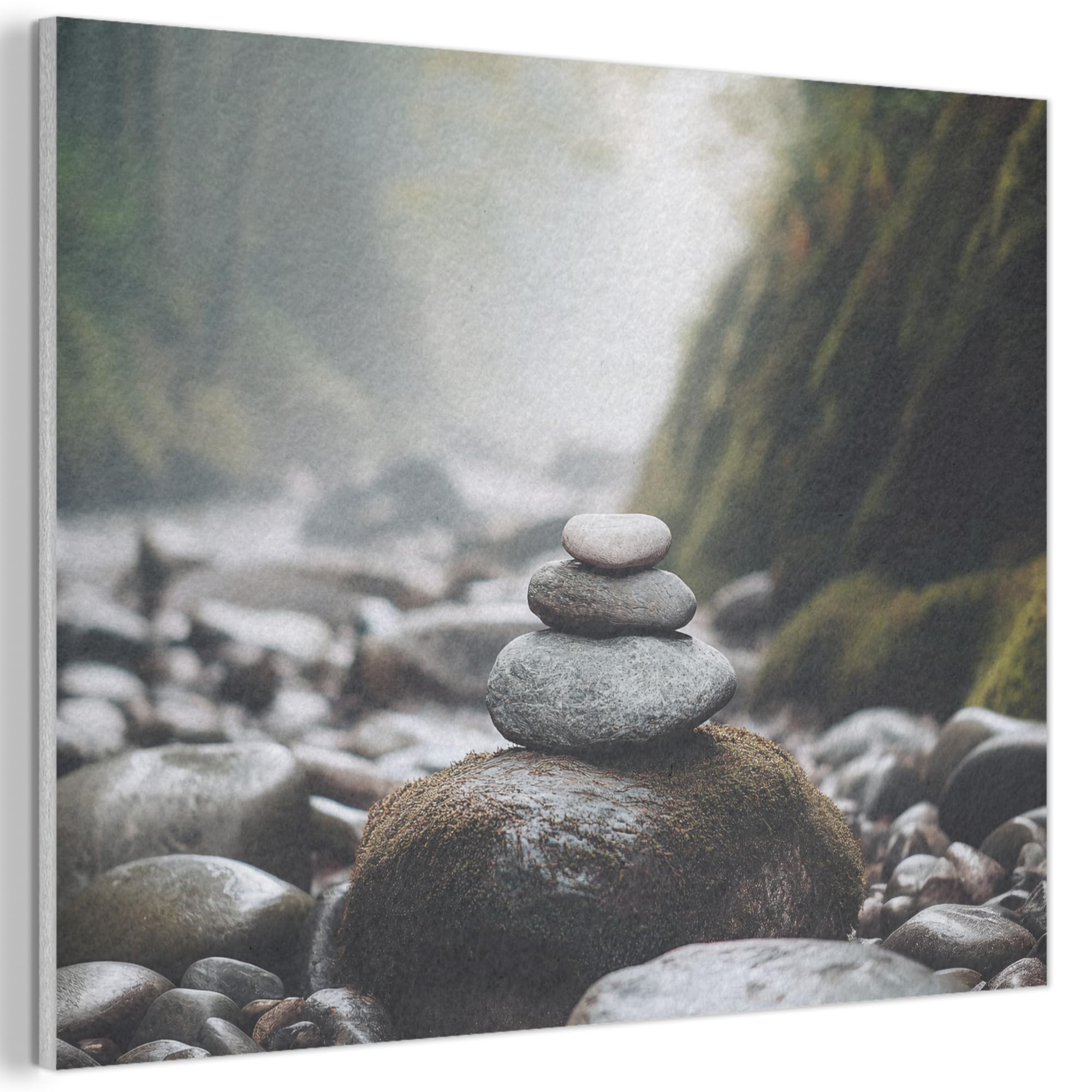 MuchoWow© Felt Panel 40x30 cm Framed Design Print Accent Interior Wallart Decoration Wall Art Stones - Stack - Nature