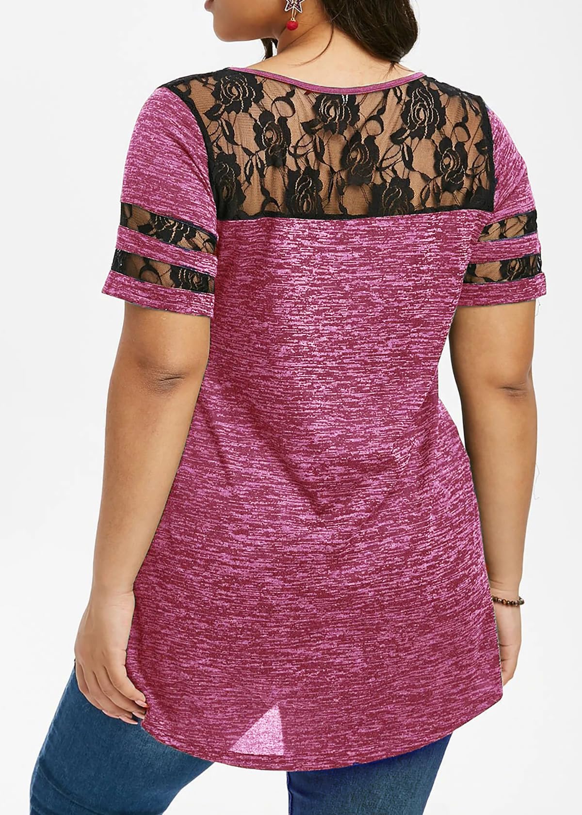 Nihsatin Women's Plus Size Lace up Ribbed Tops Casual T-Shirts Gothic Corset Top: 5508pink 4X-Large
