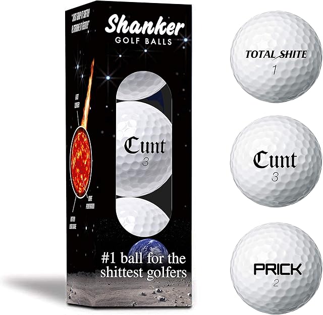 Shanker Golf Balls - Rude Branded Horrible Balls - Funny Joke Gift for Golfers (Sleeve of 3, Novelty, Playing Quality) - 2nd Edition