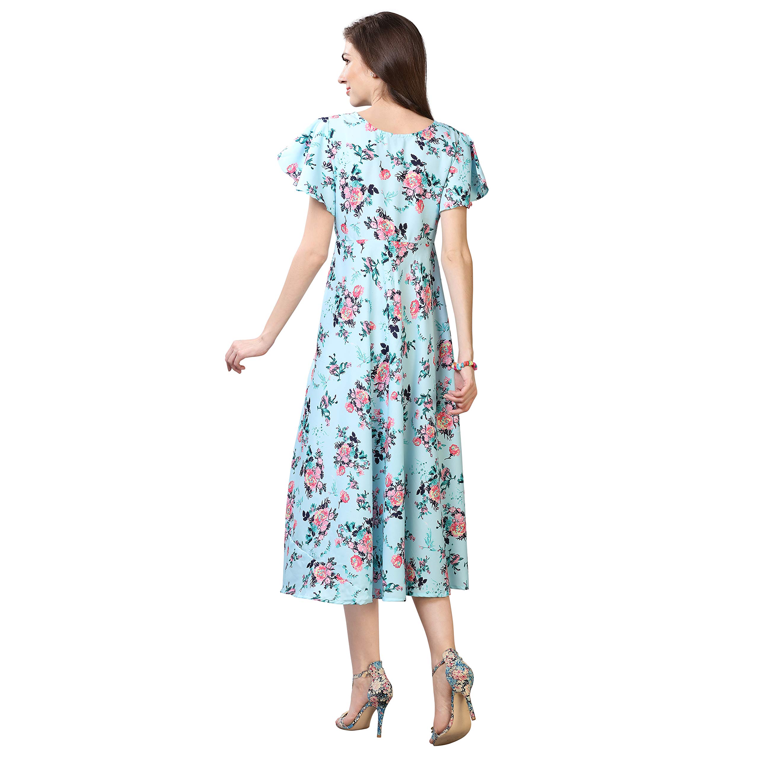 Oomph Women's Western & Fusion Wear Midi Dresses For Women, Beach, Blue - Md57