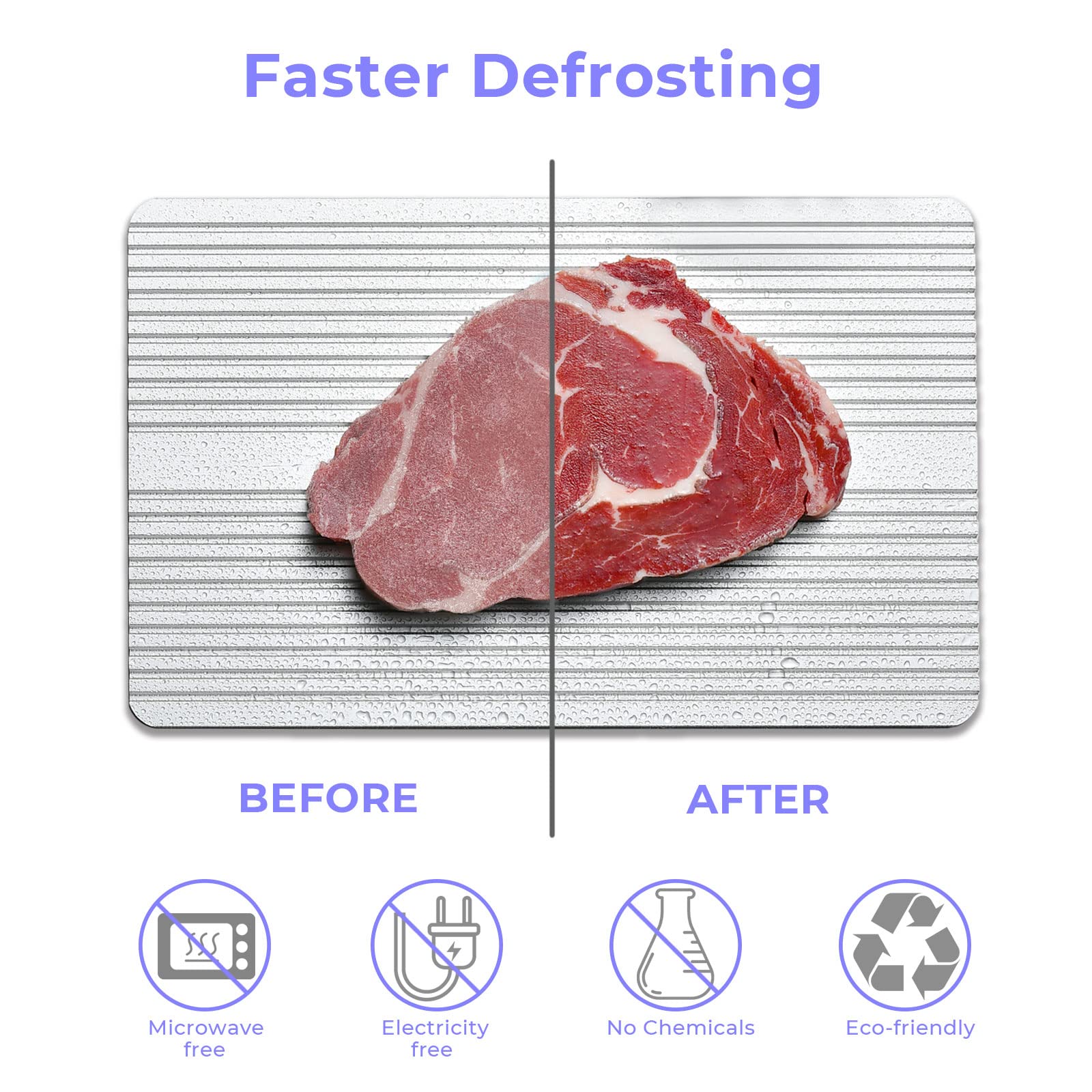 Linoroso Set di 3 Taglieri da Cucina in Plastica con Scivolo per il Succo, Tagliere per Scongelare la Frutta Tagliere Antiscivolo Antibatteri Lavabile in Lavastoviglie - Viola