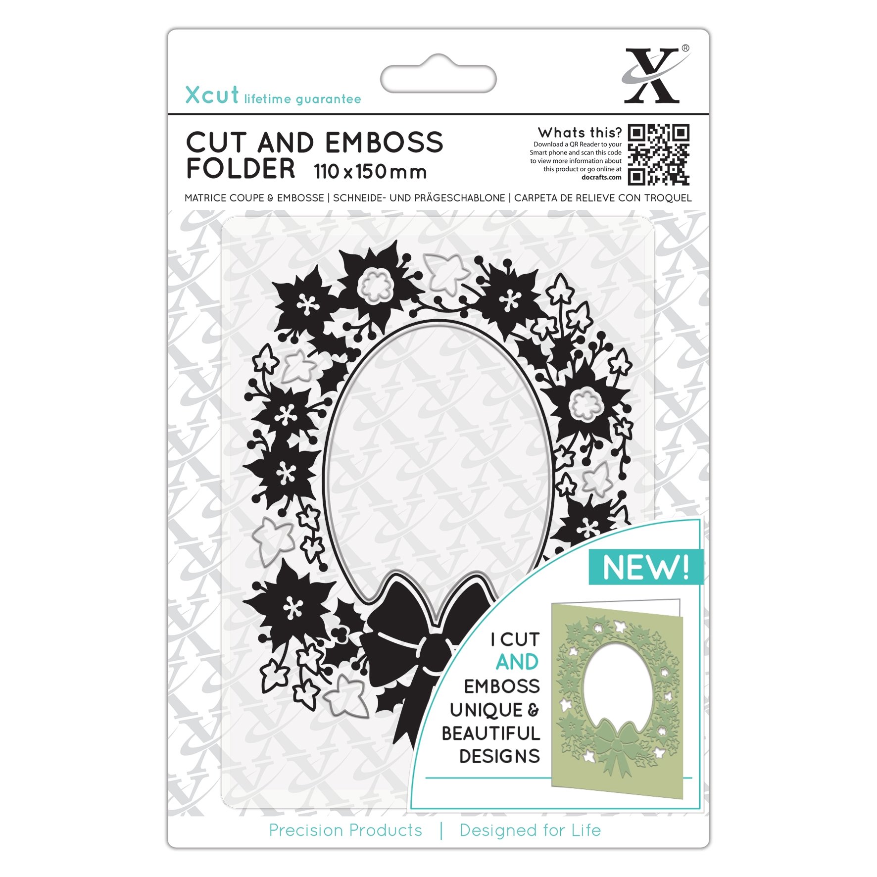 Xcut 110 x 150mm Cut & Embossing Folder, Wreath Aperture, Crafting Supplies, Card Making, Scrapbooking, Textured Craft Creative Designs, Stamp Pads, Die Cutting, Embossing Tools & Supplies