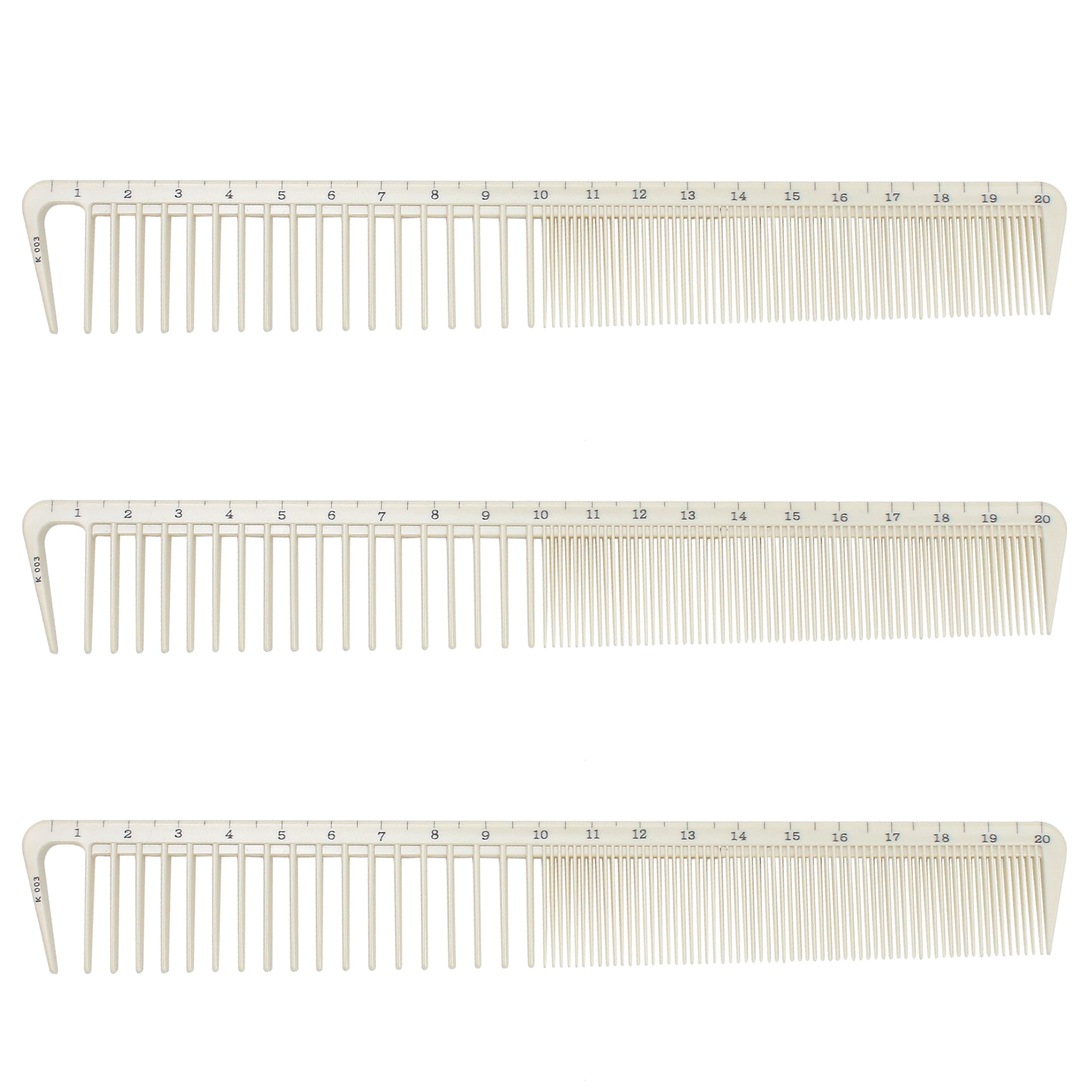 3Pcs Hair Cutting Combs with Ruler Measurements, Peines de Corte con Medida Tool, Small, Tapered, Portable and Anti-Static Long Measuring Professional Combs for Barber Styling Salon (Beige Color)