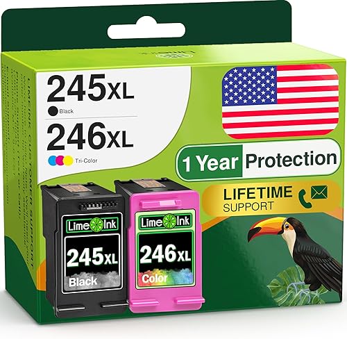 Limeink Cartuchos de tinta remanufacturados de repuesto para cartuchos de tinta Canon 245 y 246 245xl 246xl para Canon Pixma MG2522 mx490 Impresora