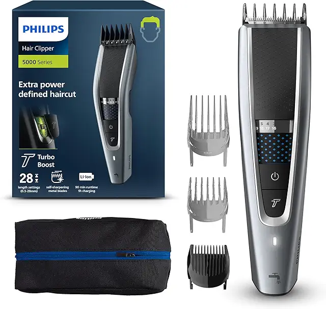 Philips Serie 5000 HC5630/15 - Cortapelos Profesional con 28 Ajustes y 90 Min Sin Cable